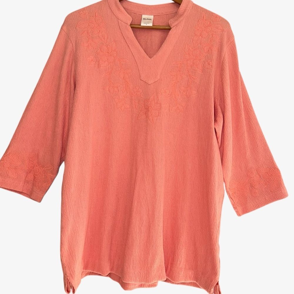 Peach Relaxed 3/4 Sleeve Tunic Top